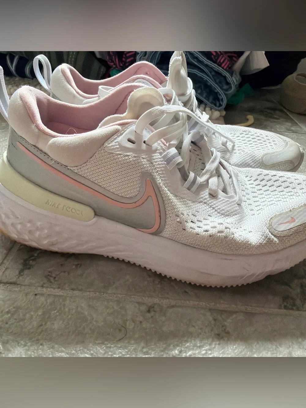 Nike Women's White and Pink Running Sneakers